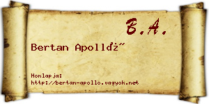 Bertan Apolló névjegykártya